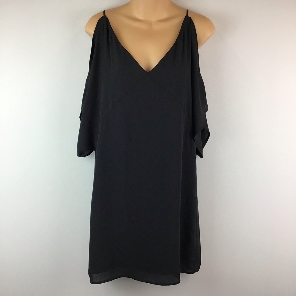 NWT Three Eighty Two Black Cold Shoulder Mini Shift Dress | XS